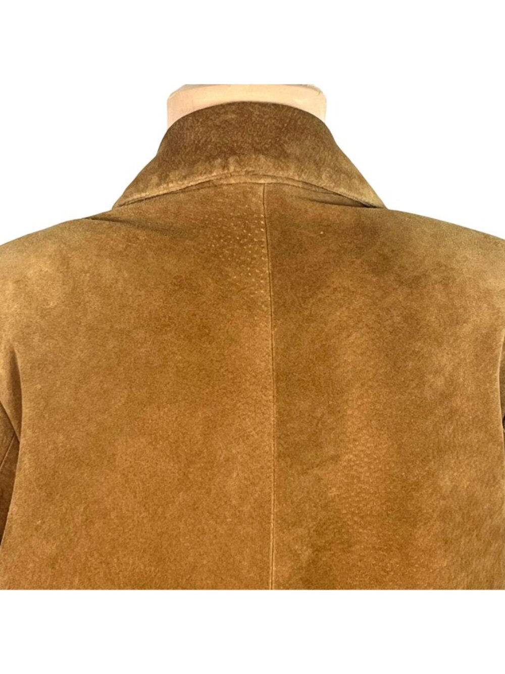 Bernardo Camel Suede Barn Chore Coat S Oversize Washable Distressed Boho Chic - Picture 9 of 15